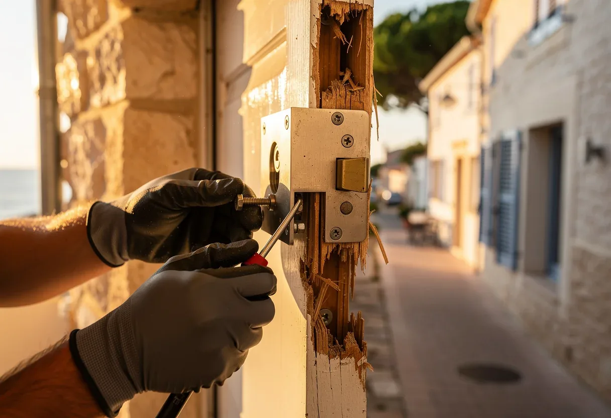Mise en sécurité d'une porte après effraction à Alénya